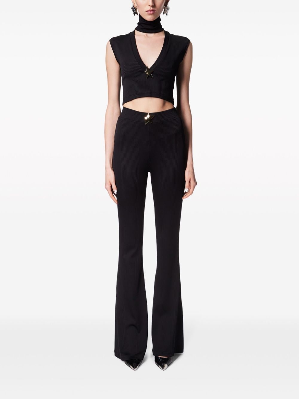 star-stud high-waist flared trousers - 3