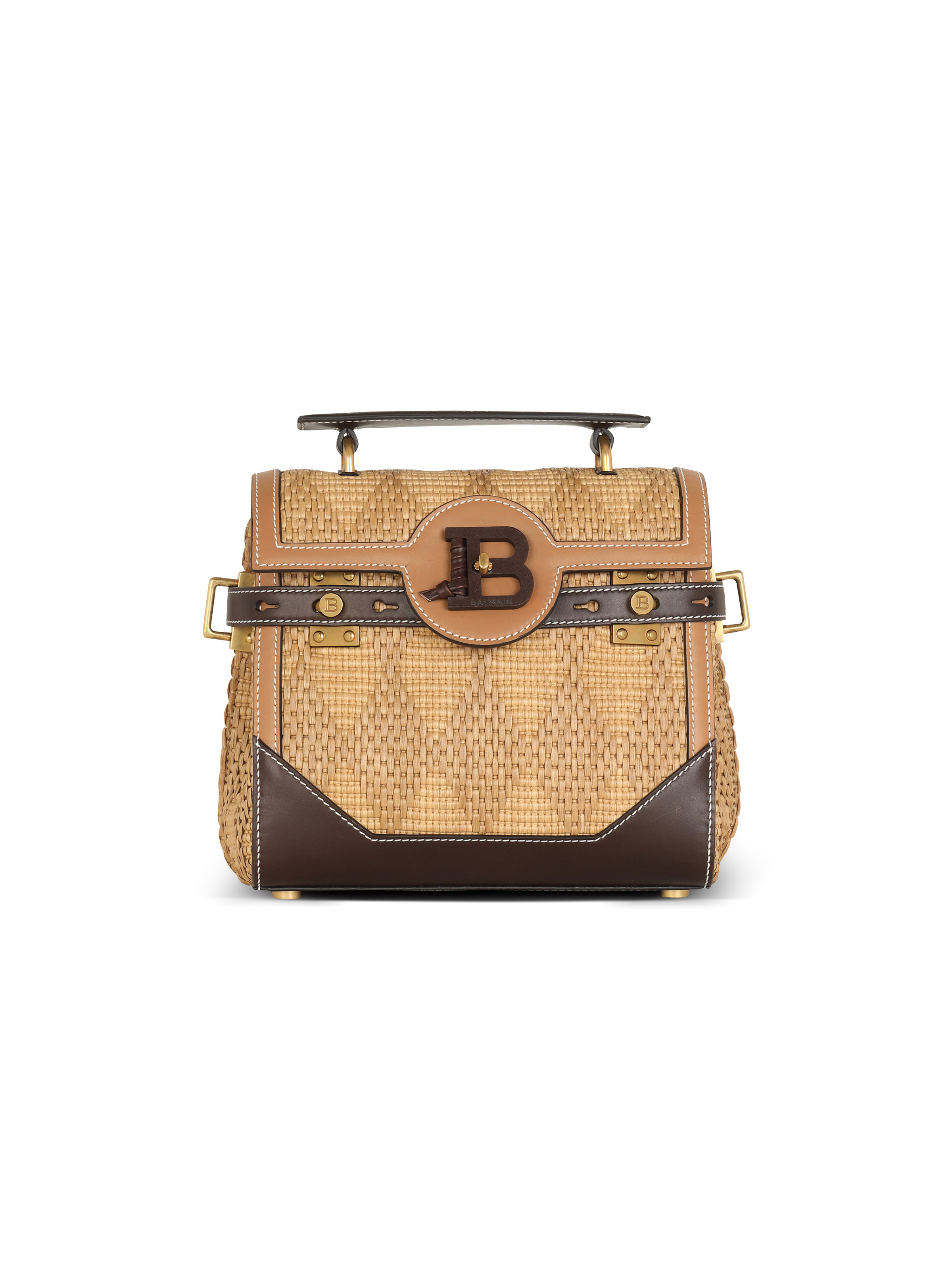 B-Buzz 23 leather and raffia bag - 1
