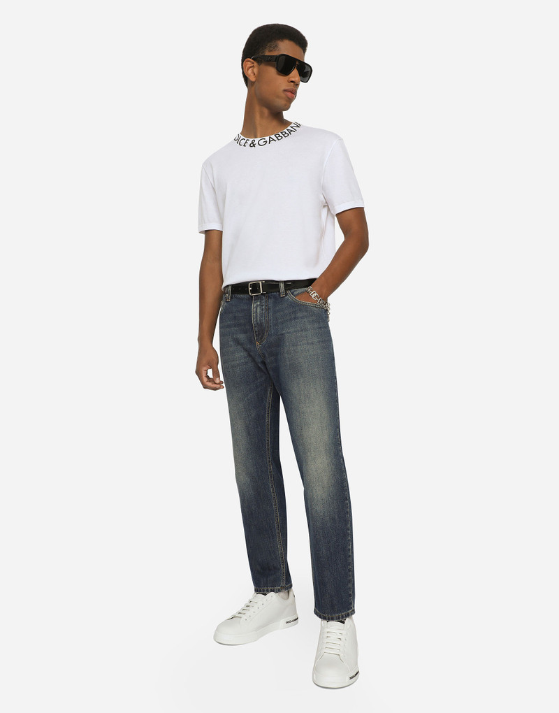 Light blue wash loose stretch jeans 5