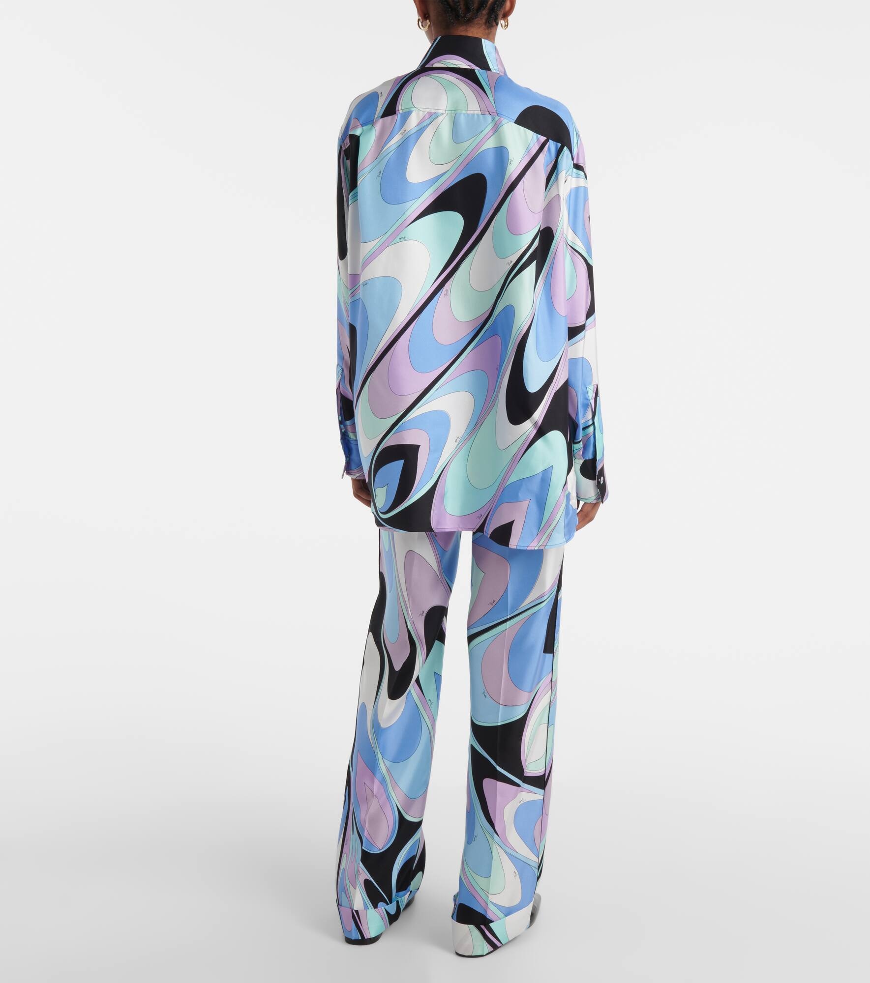 Printed silk twill pajama shirt - 3