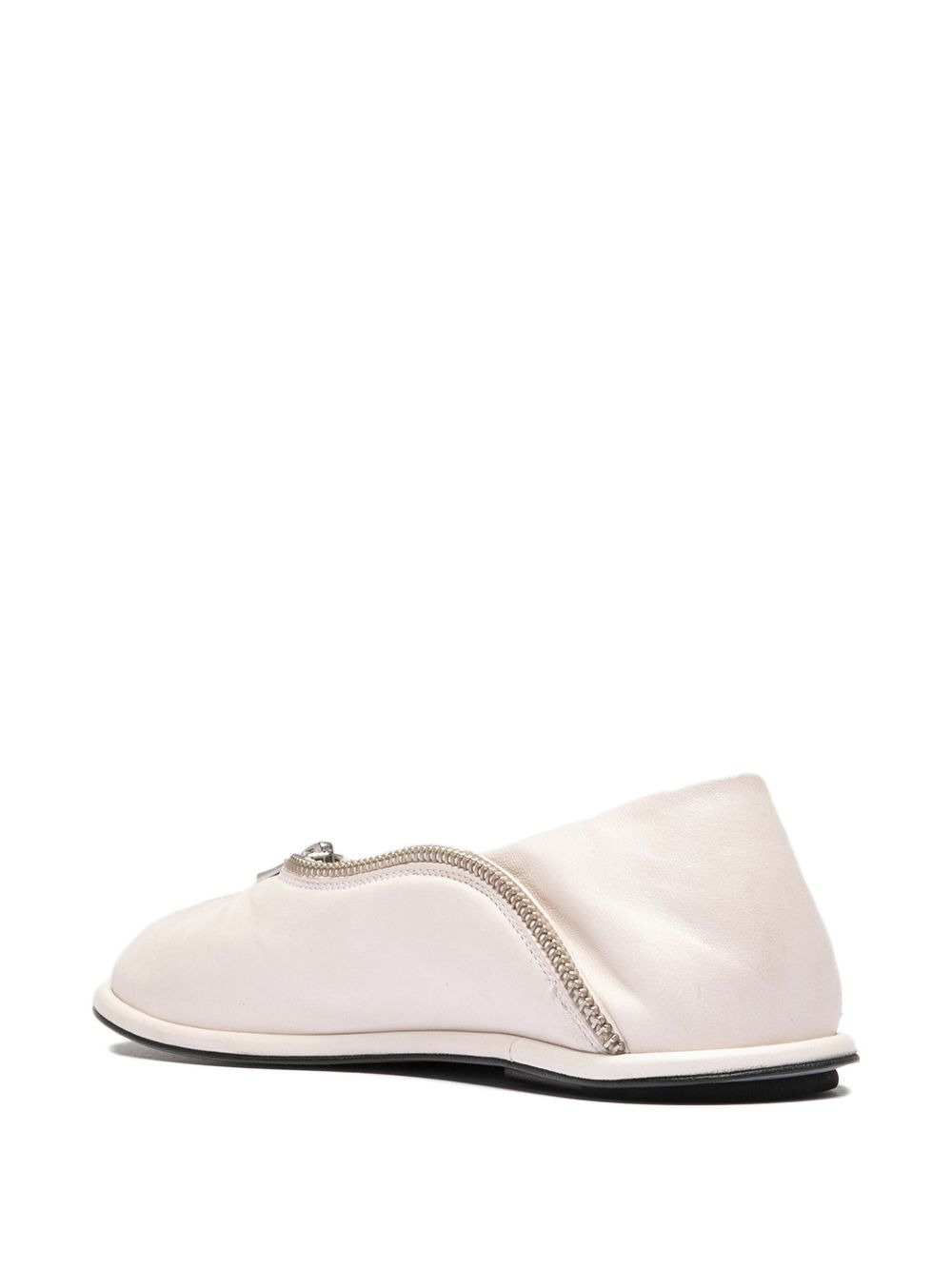 zip-detail leather loafers - 3