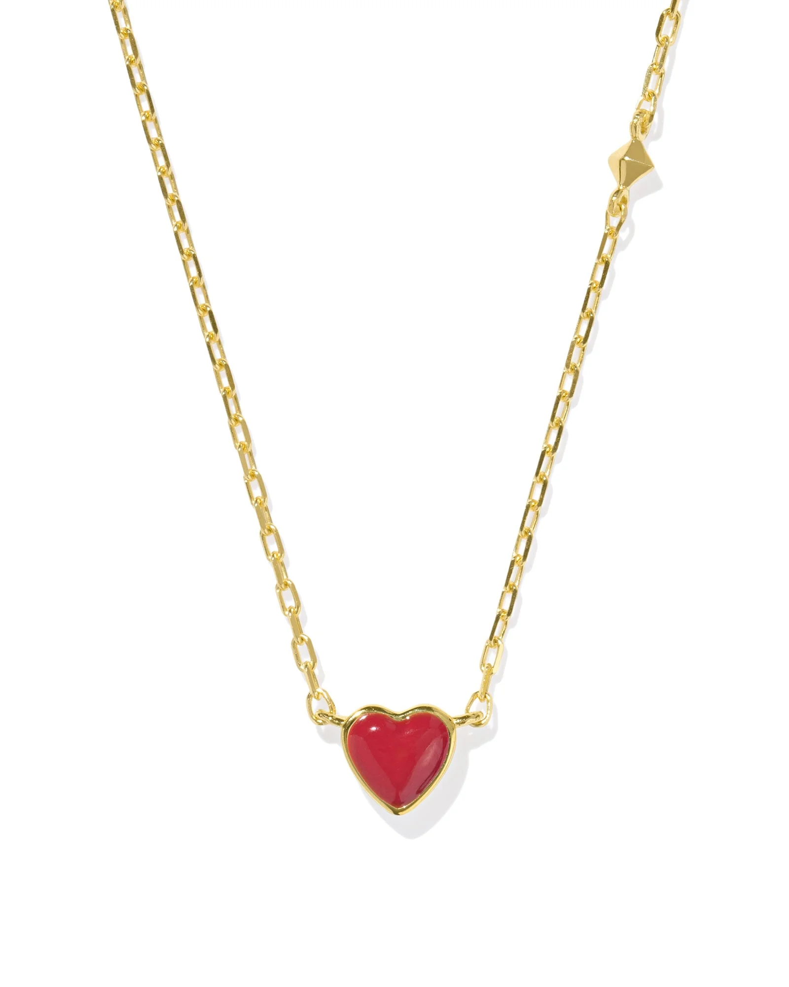 Enamel 18k Gold Vermeil Heart Pendant Necklace in Red Enamel - 1