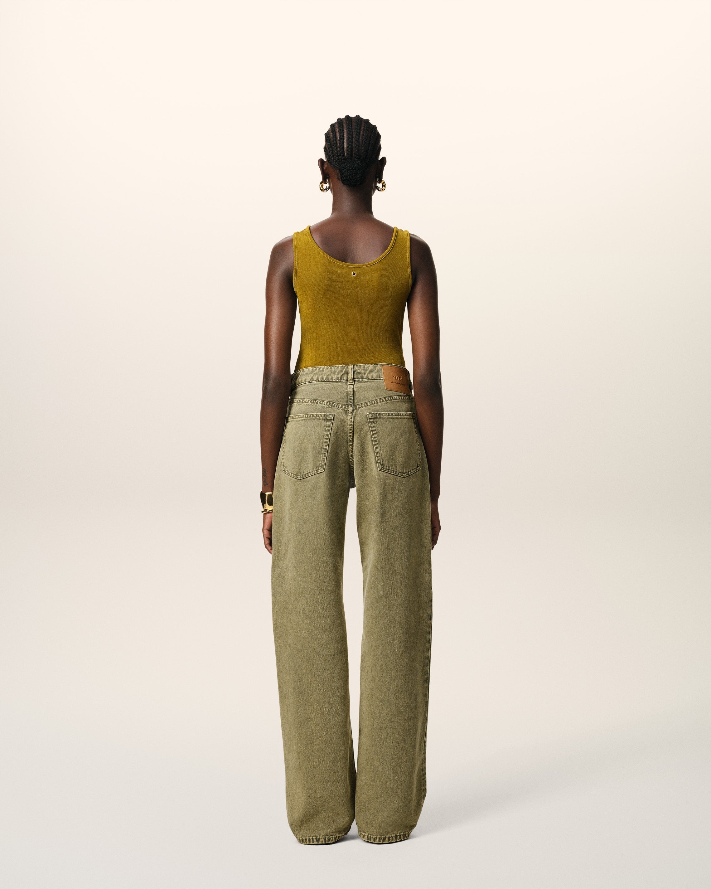 GREEN COTTON LARGE FIT JEANS - 4