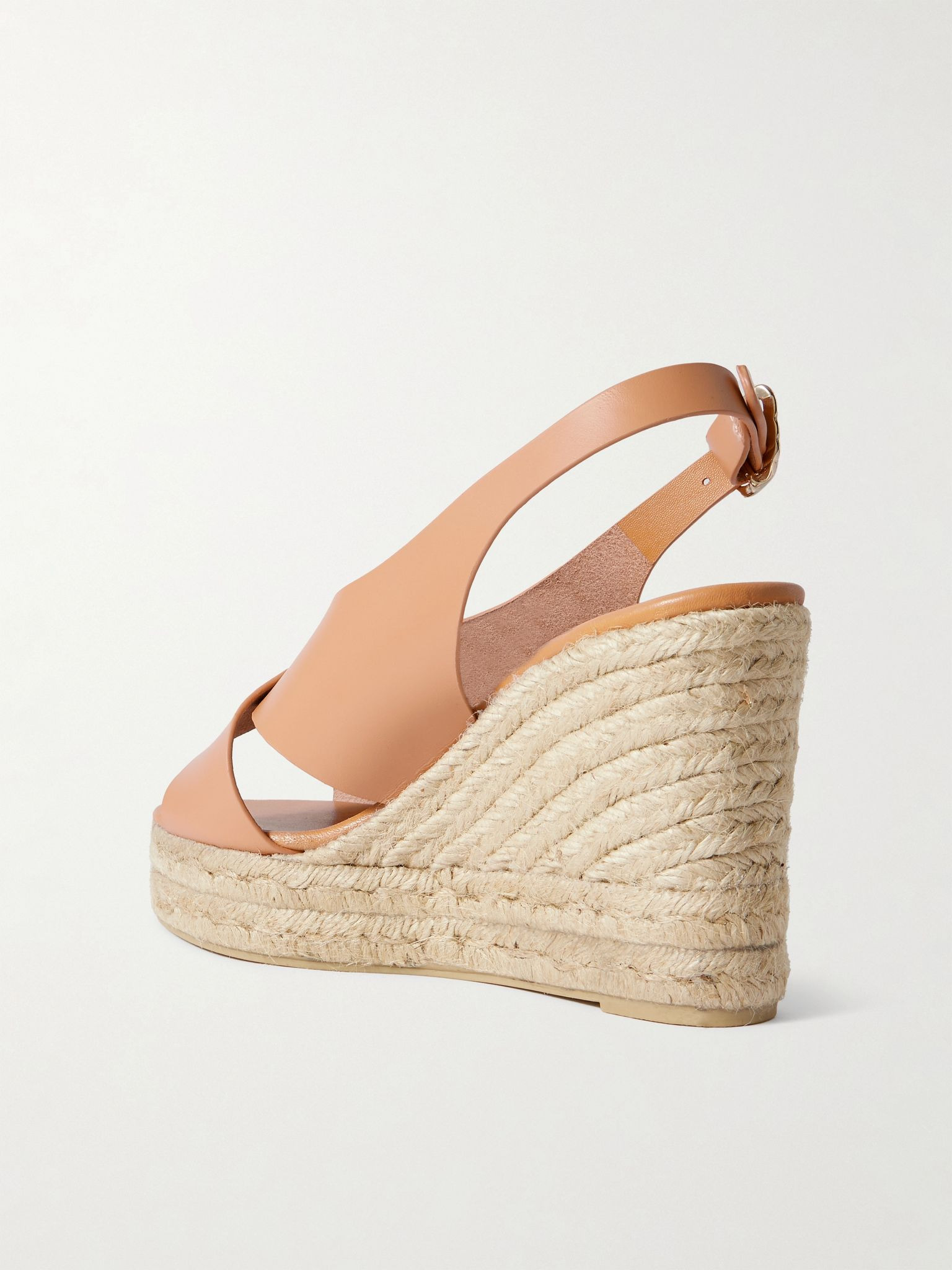 Maria leather espadrille wedge sandals Tan - 3
