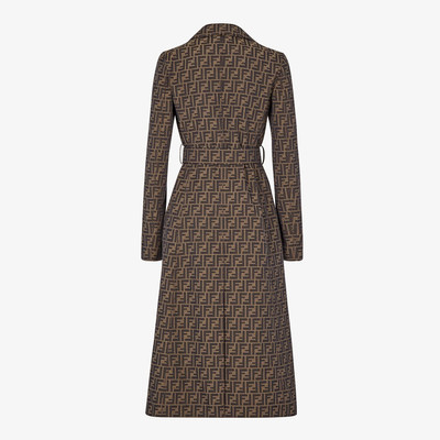 FENDI Brown canvas trench coat outlook