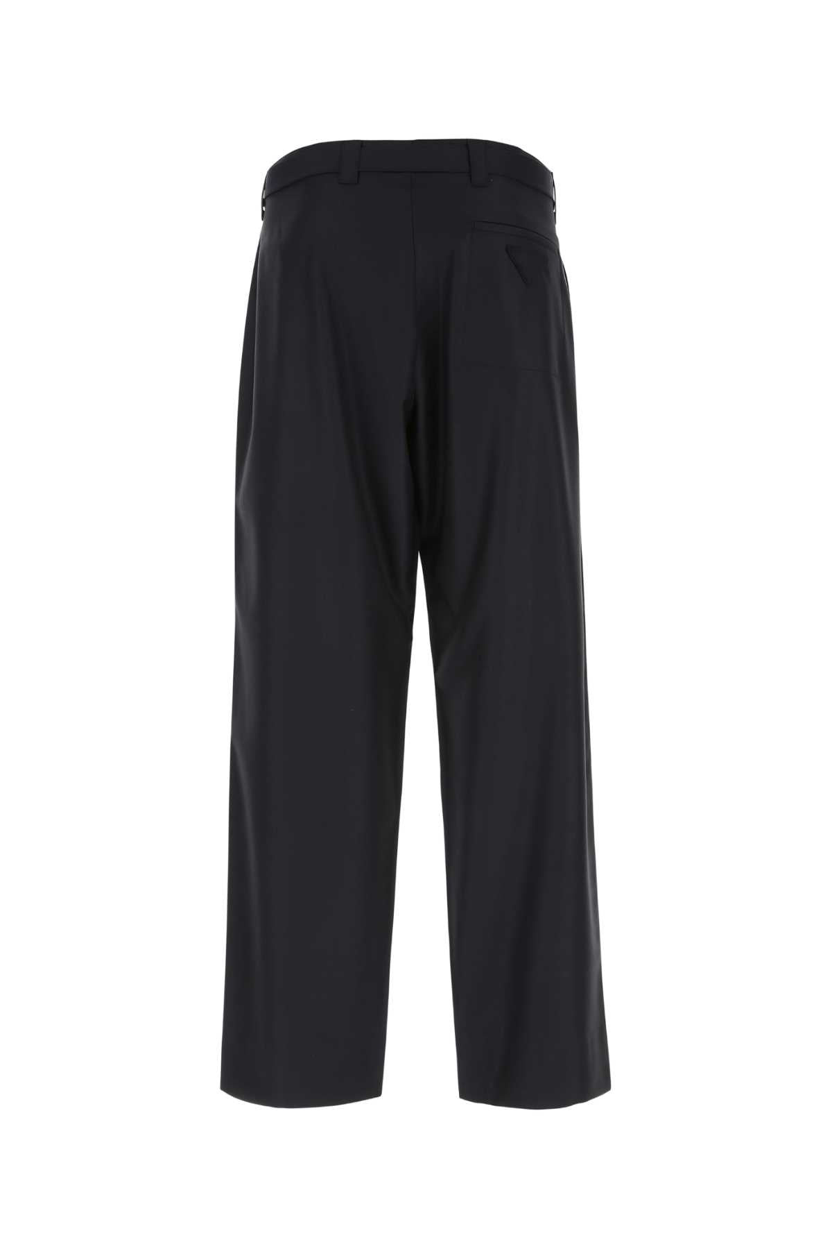 Prada Men Midnight Blue Wool Wide-Leg Pant - 2