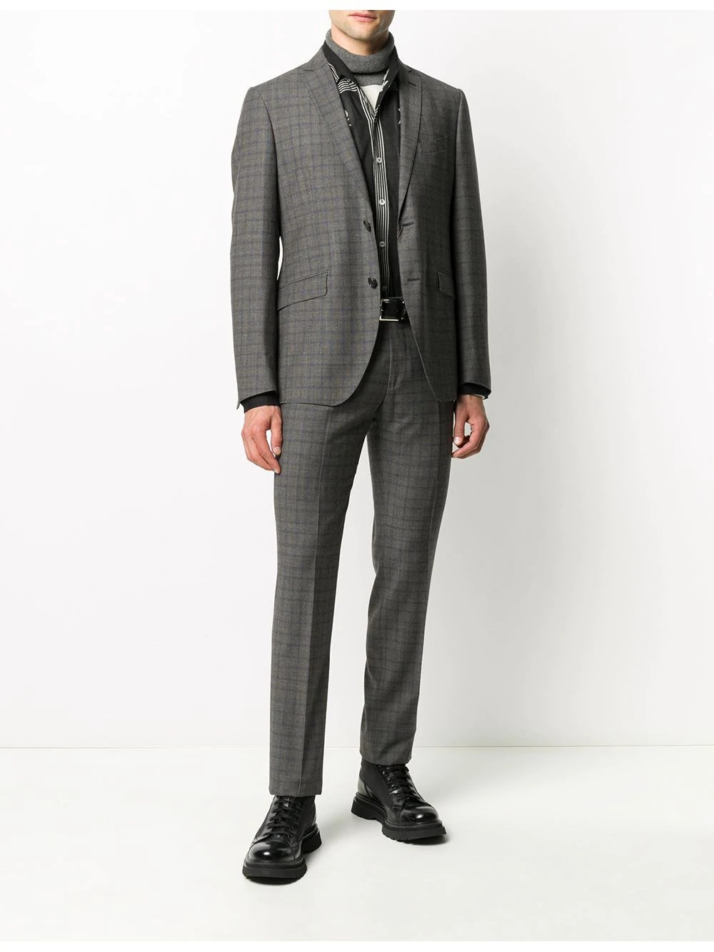 check pattern wool suit - 2