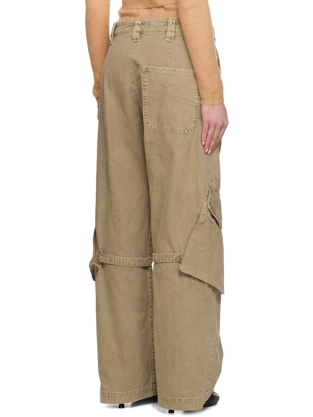 Beige Canvas Cargo Pants - 3
