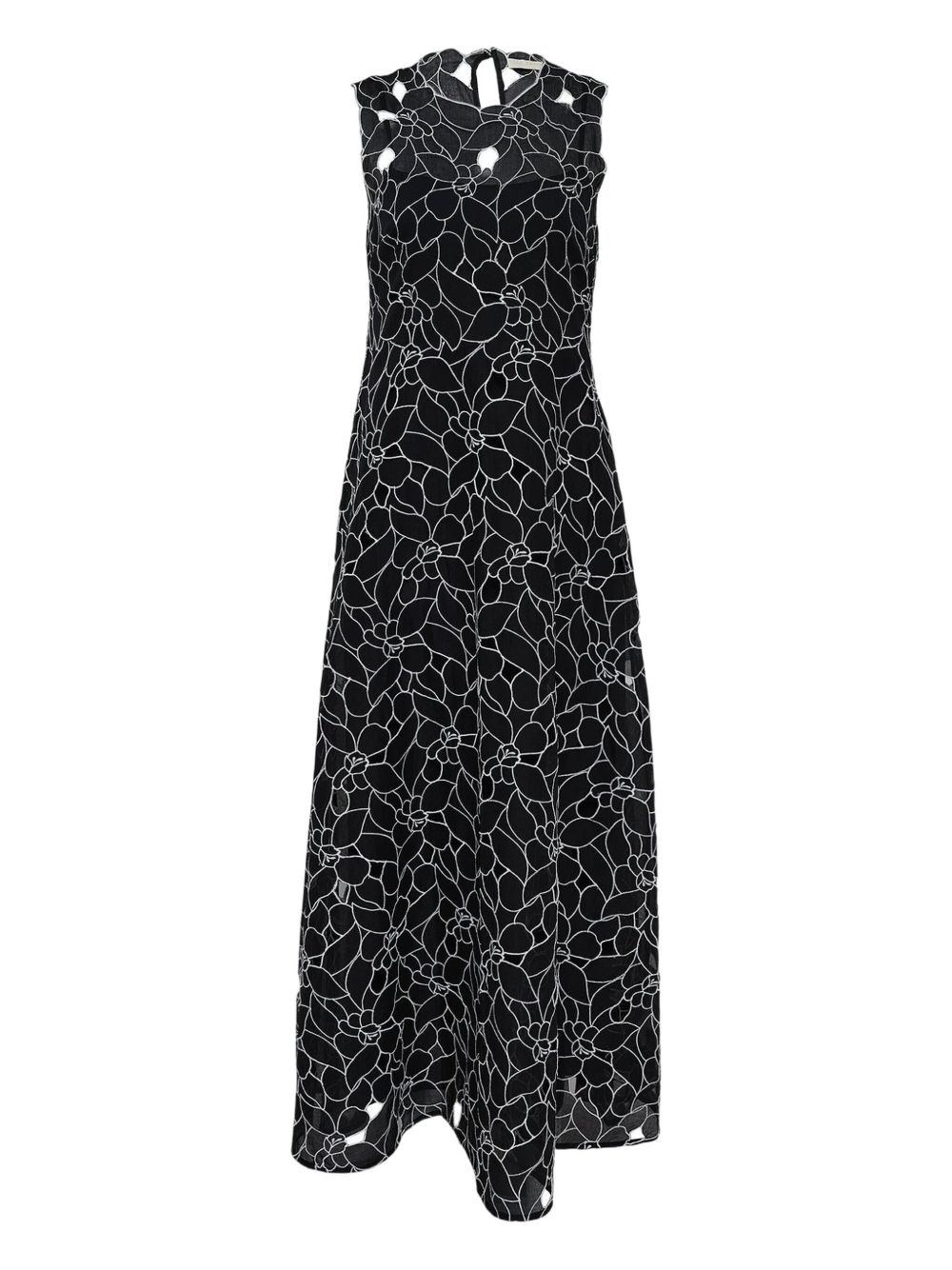 floral-embroidered midi dress - 2
