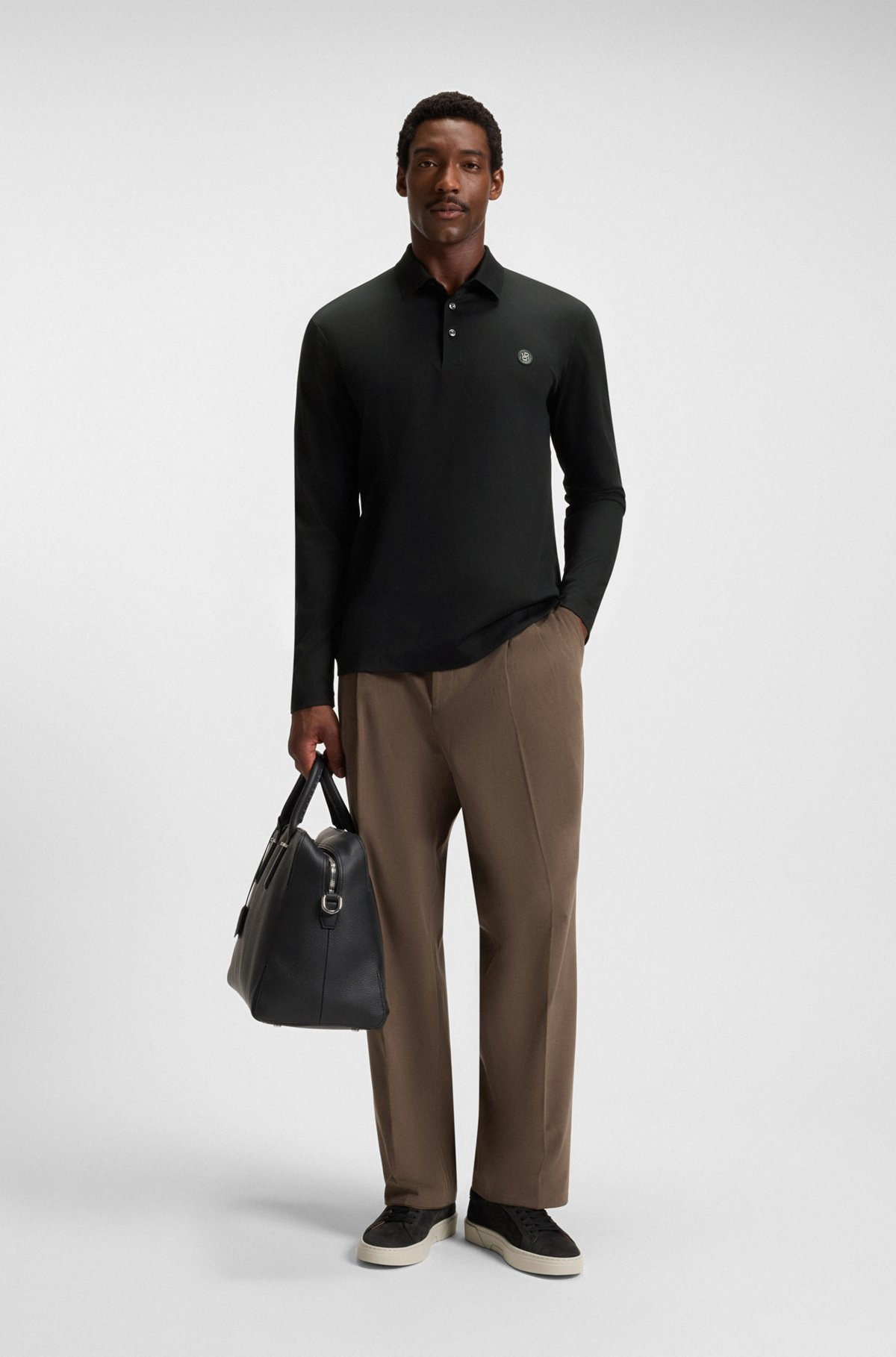 MERCERIZED-COTTON POLO SHIRT WITH DOUBLE B MONOGRAM - 4