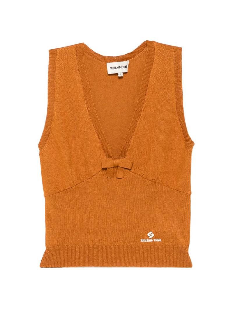 bow-detail knitted tank top 1
