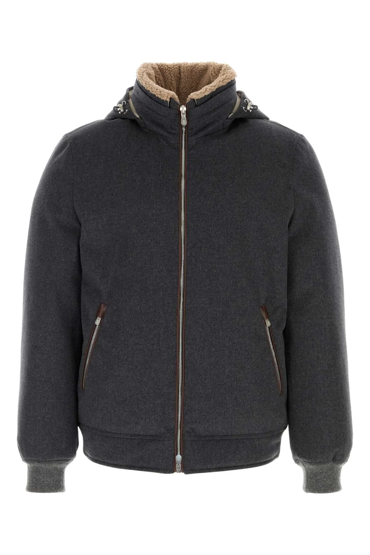 Brunello Cucinelli Men Graphite Wool Padded Jacket - 1
