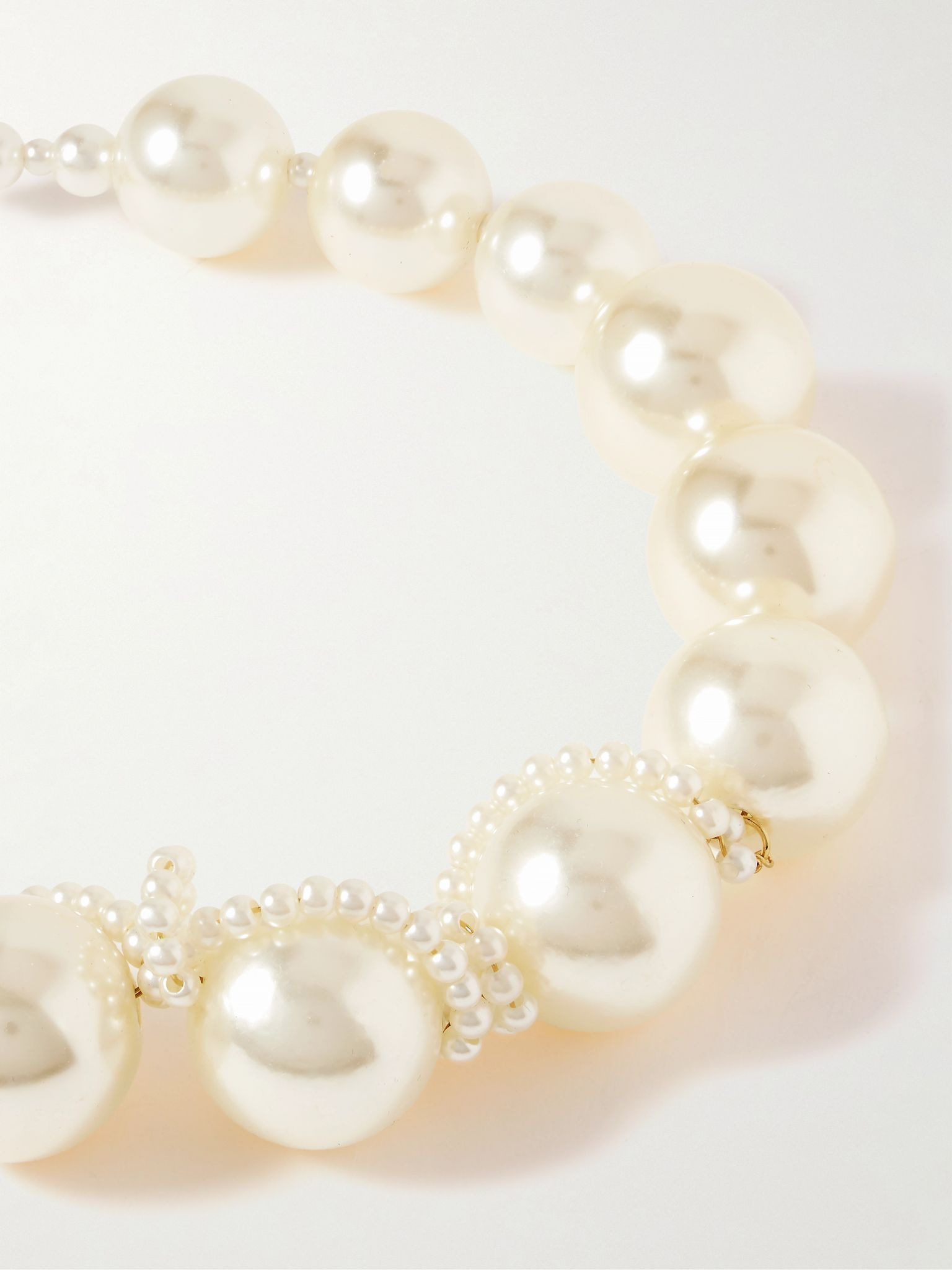 Gold-plated faux pearl necklace White - 4