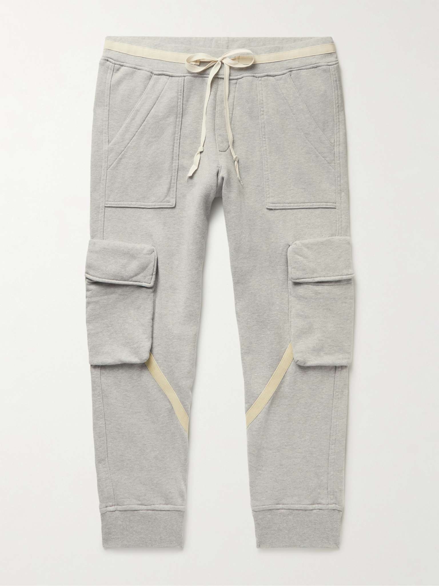 Tapered Canvas-Trimmed Cotton-Jersey Cargo Sweatpants - 1