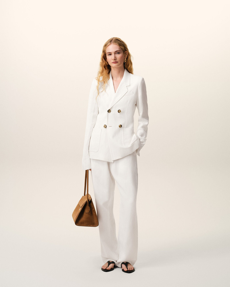 AMI Paris WHITE LINEN DOUBLE BREASTED BAR JACKET outlook