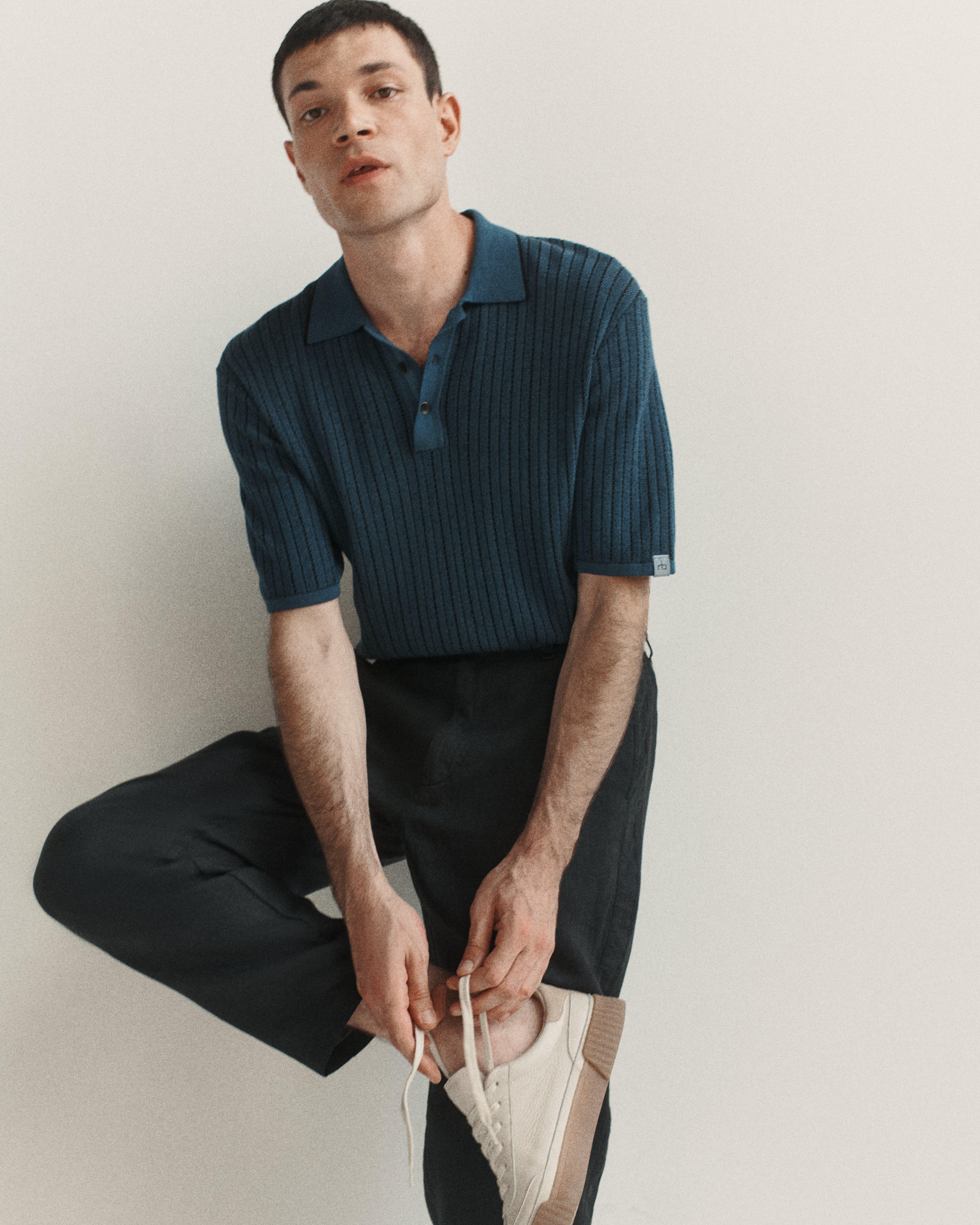 Harvey Striped Knit Polo Shirt - 7