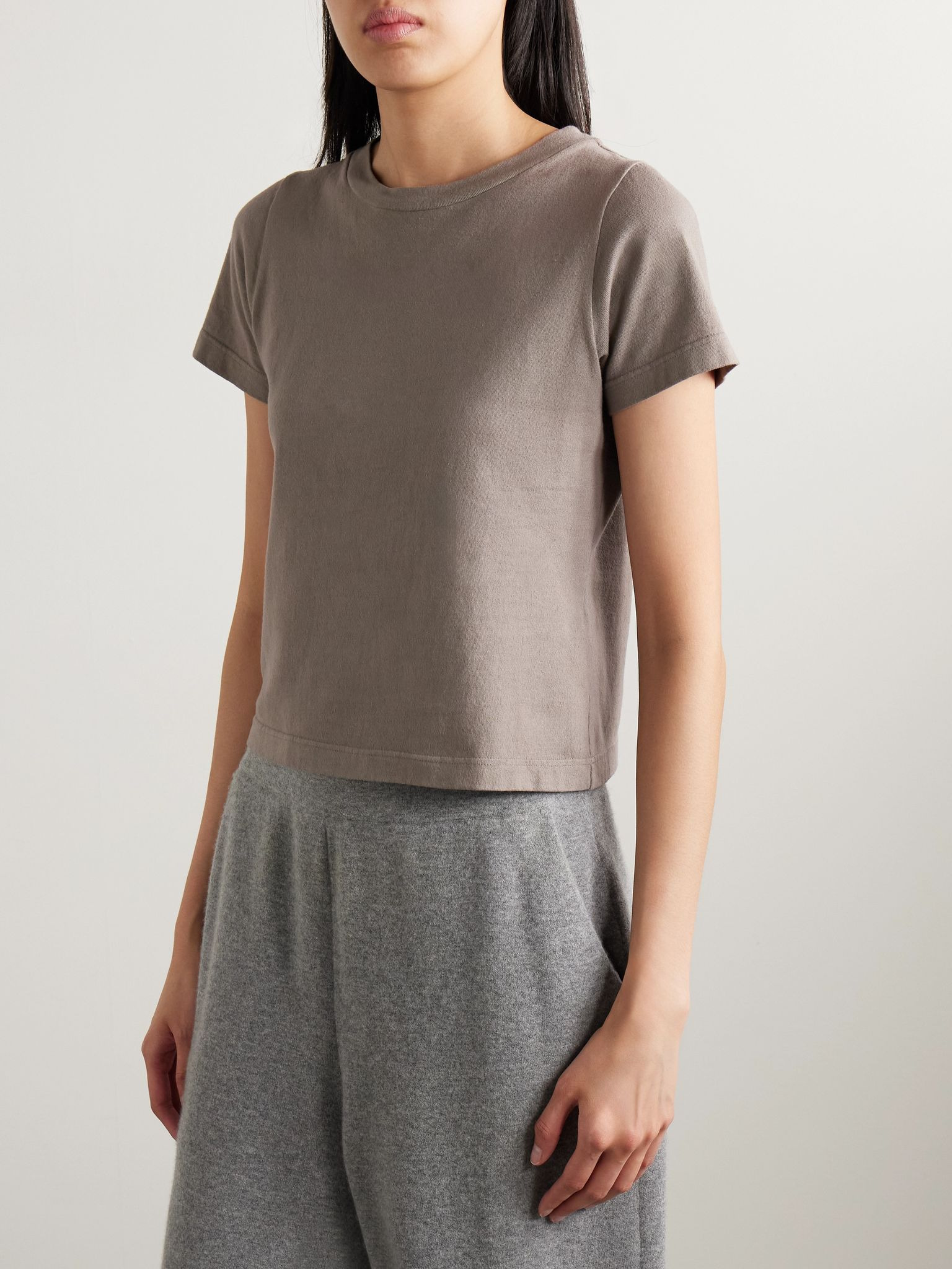 Tori cotton-jersey T-shirt Taupe - 3