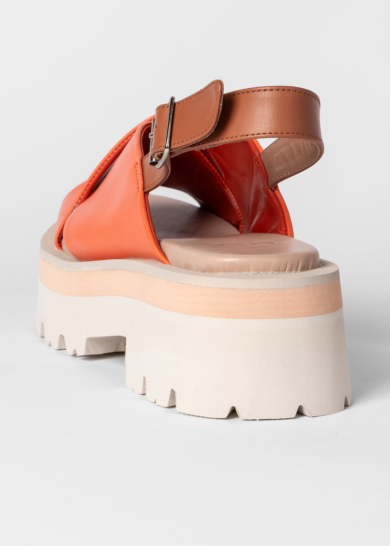 Orange 'Logan' Leather Platform Sandals 4
