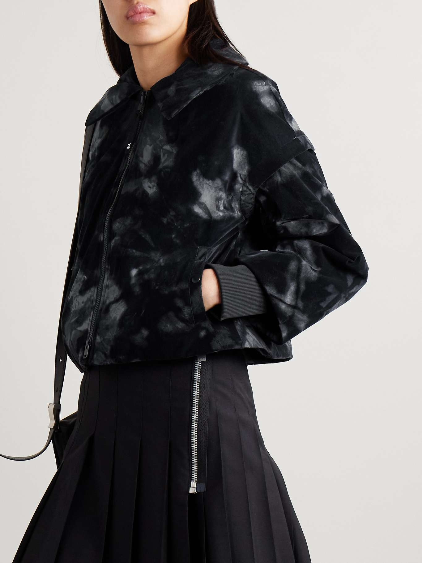 + Y-3 cropped padded flocked shell jacket - 3
