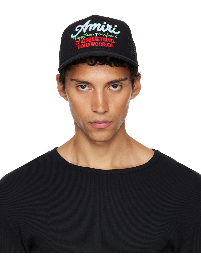 Black 'AMIRI' Neon Lights Trucker Cap 1
