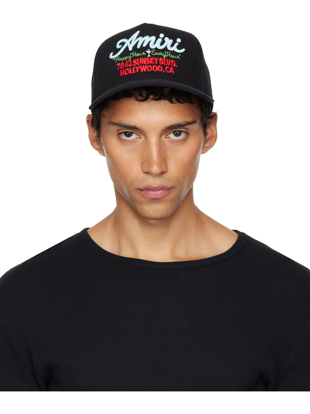 Black 'AMIRI' Neon Lights Trucker Cap - 1