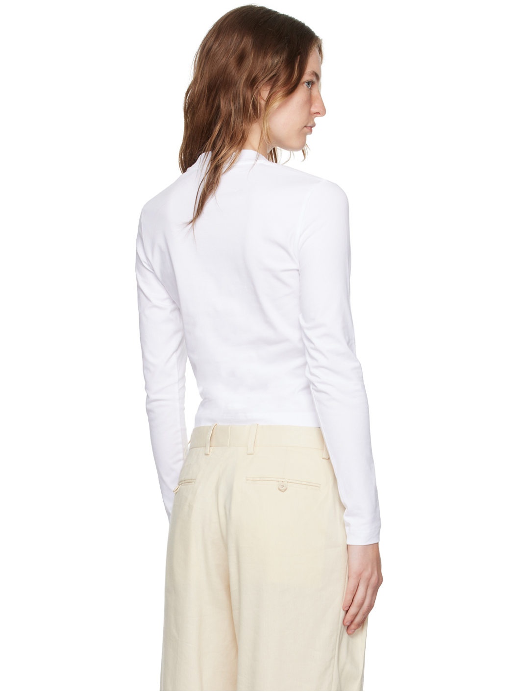 White Les Classiques 'Le t-shirt Gros Grain manches longues' Long Sleeve T-Shirt - 3