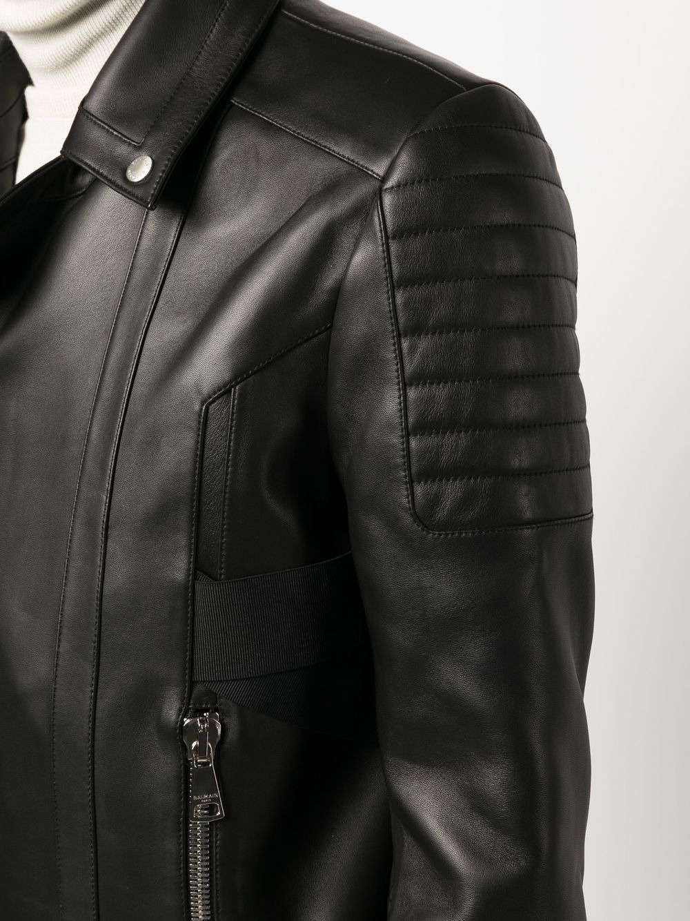 panelled biker jacket - 5