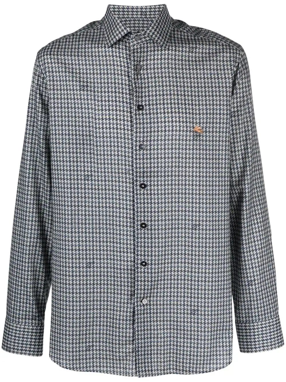 embroidered-logo check-print shirt - 1