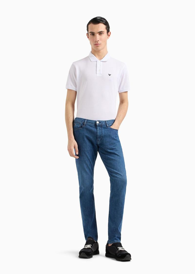 EMPORIO ARMANI Mercerised piqué polo shirt with micro eagle outlook