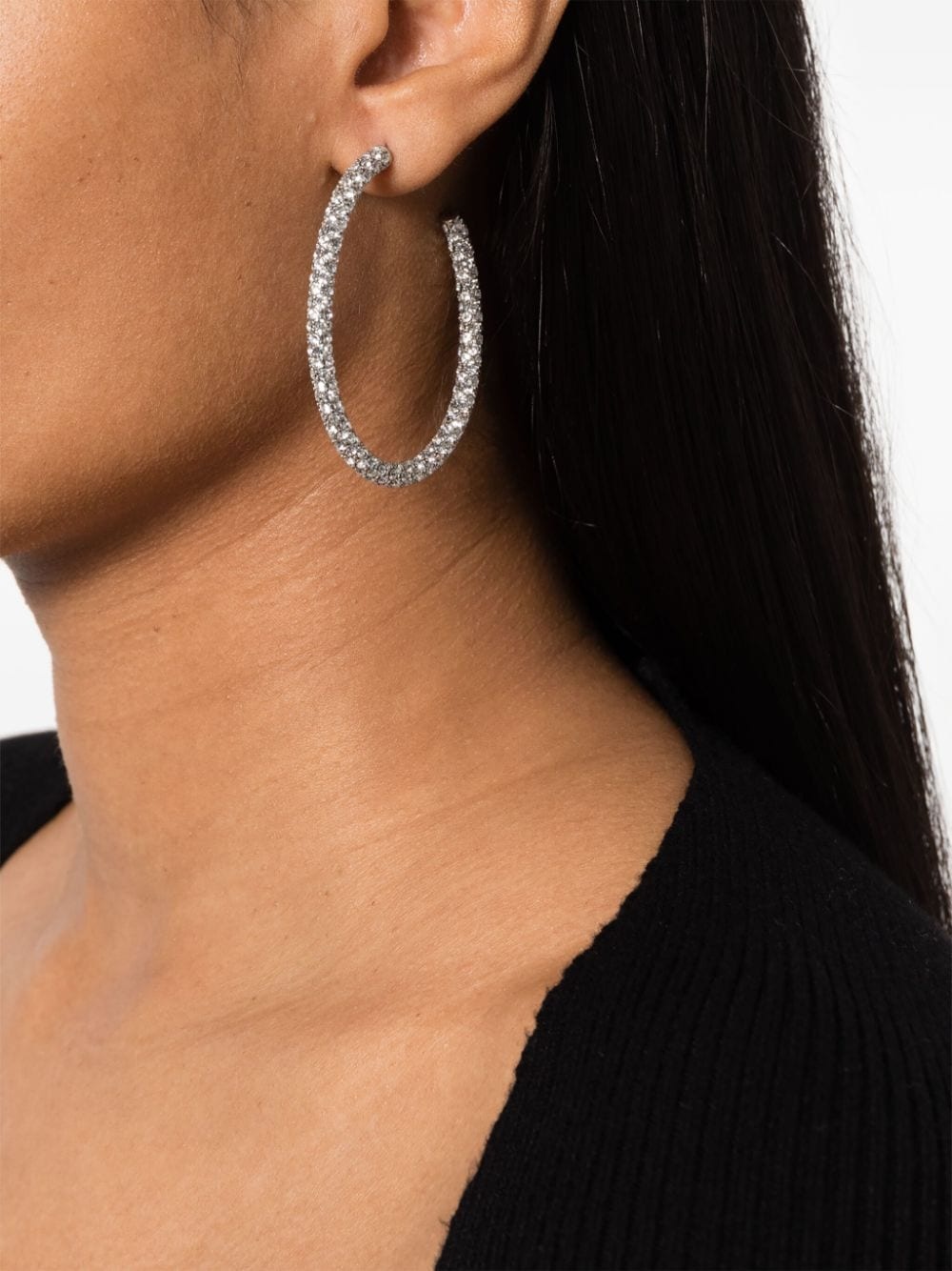 Amina Muaddi crystal-embellished hoop earrings - Silver