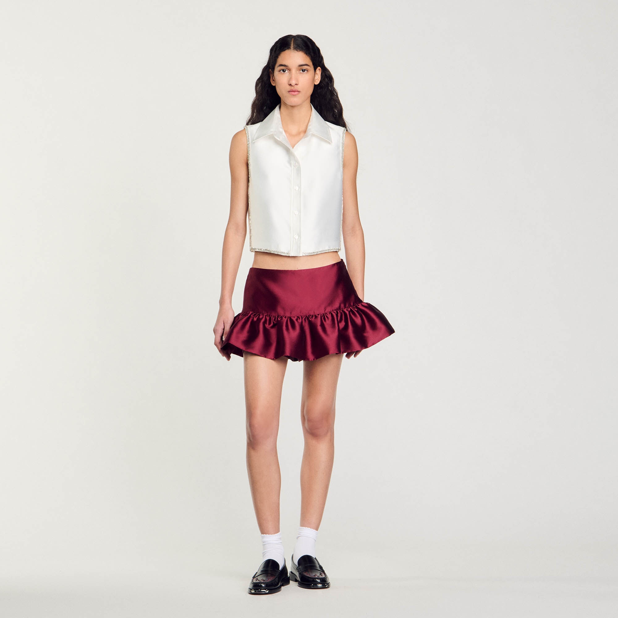 RHINESTONE CROPPED SHIRT - 3