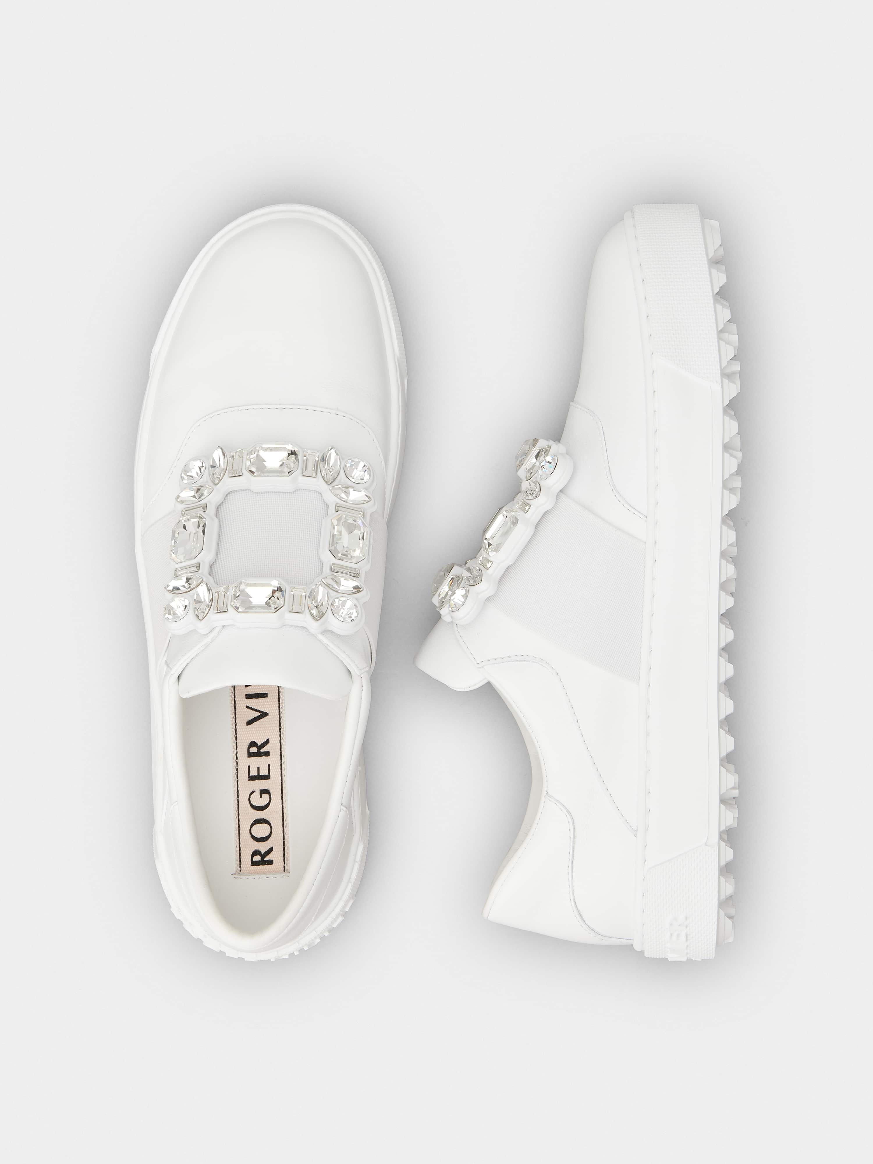 Very Vivier Strass Buckle Sneakers in Leather - 5