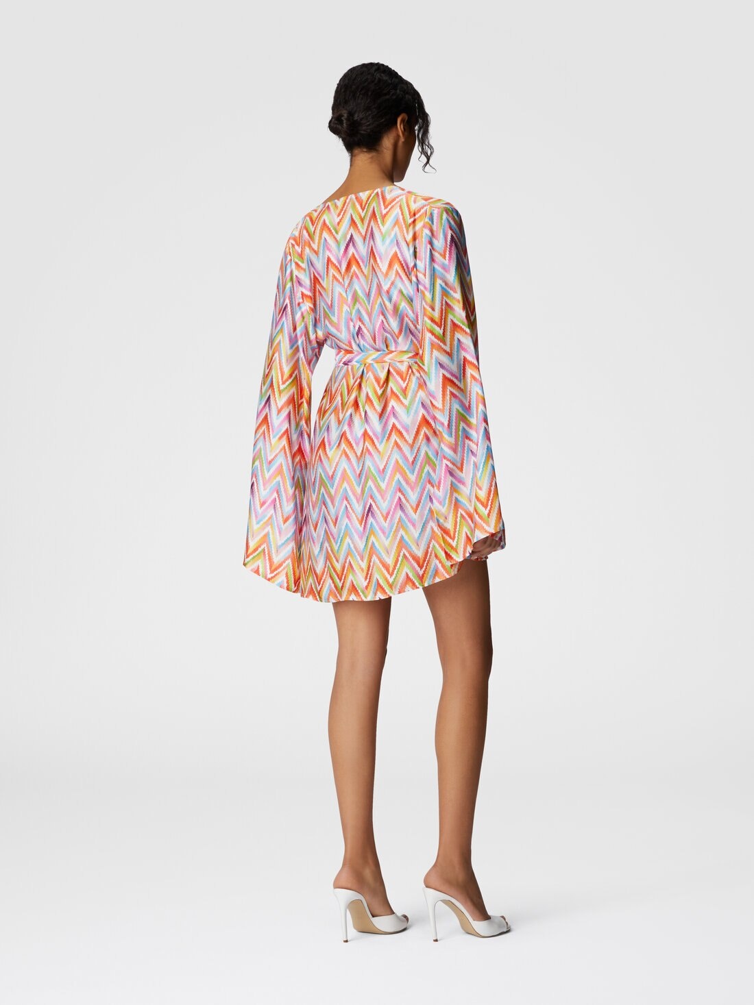 Short kimono with printed twill belt - 3