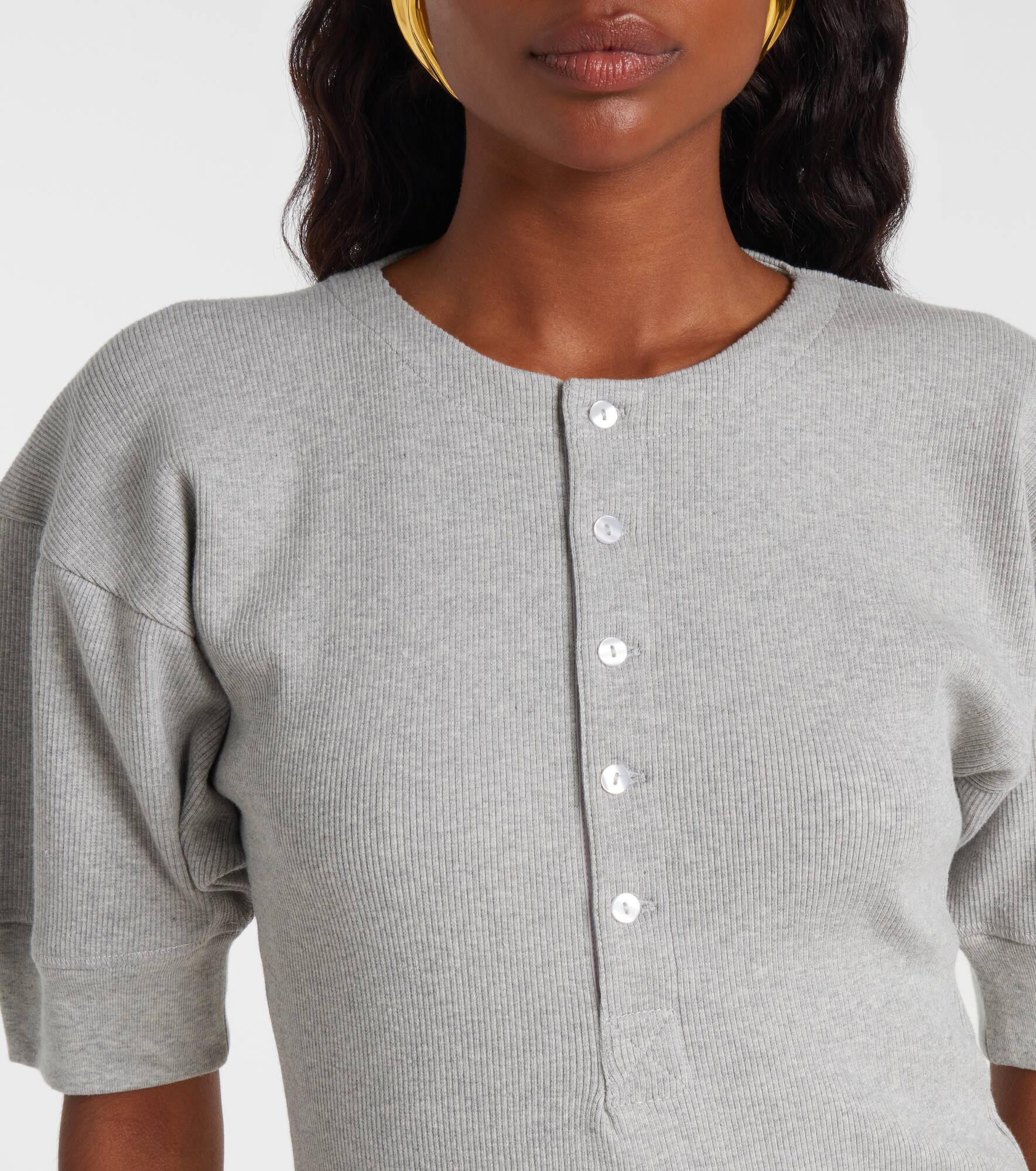 Cotton-blend Henley shirt - 4
