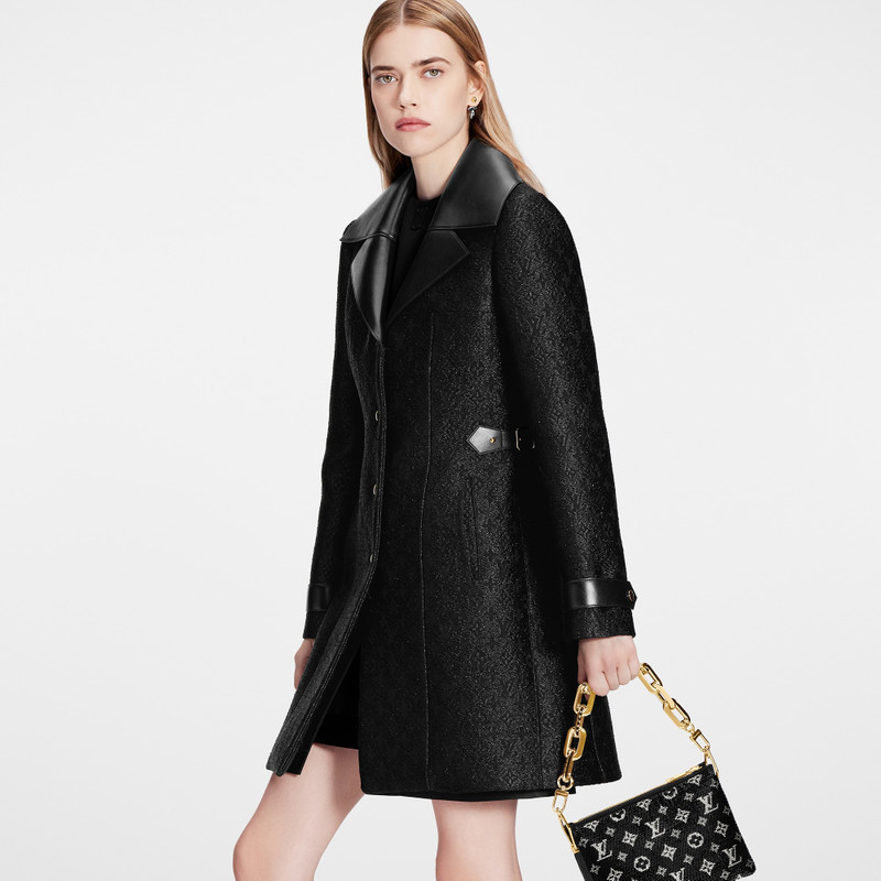 Leather Insert A-Line Glitter Coat 5