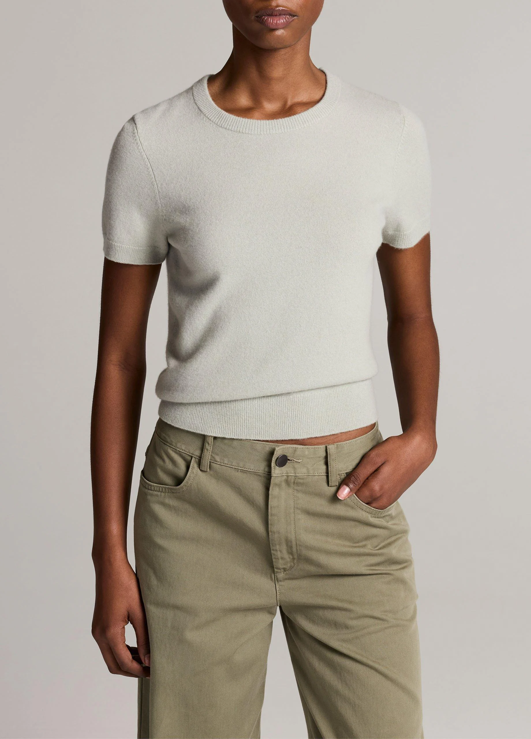 Wool & Cashmere-Blend Short-Sleeve Sweater - 1