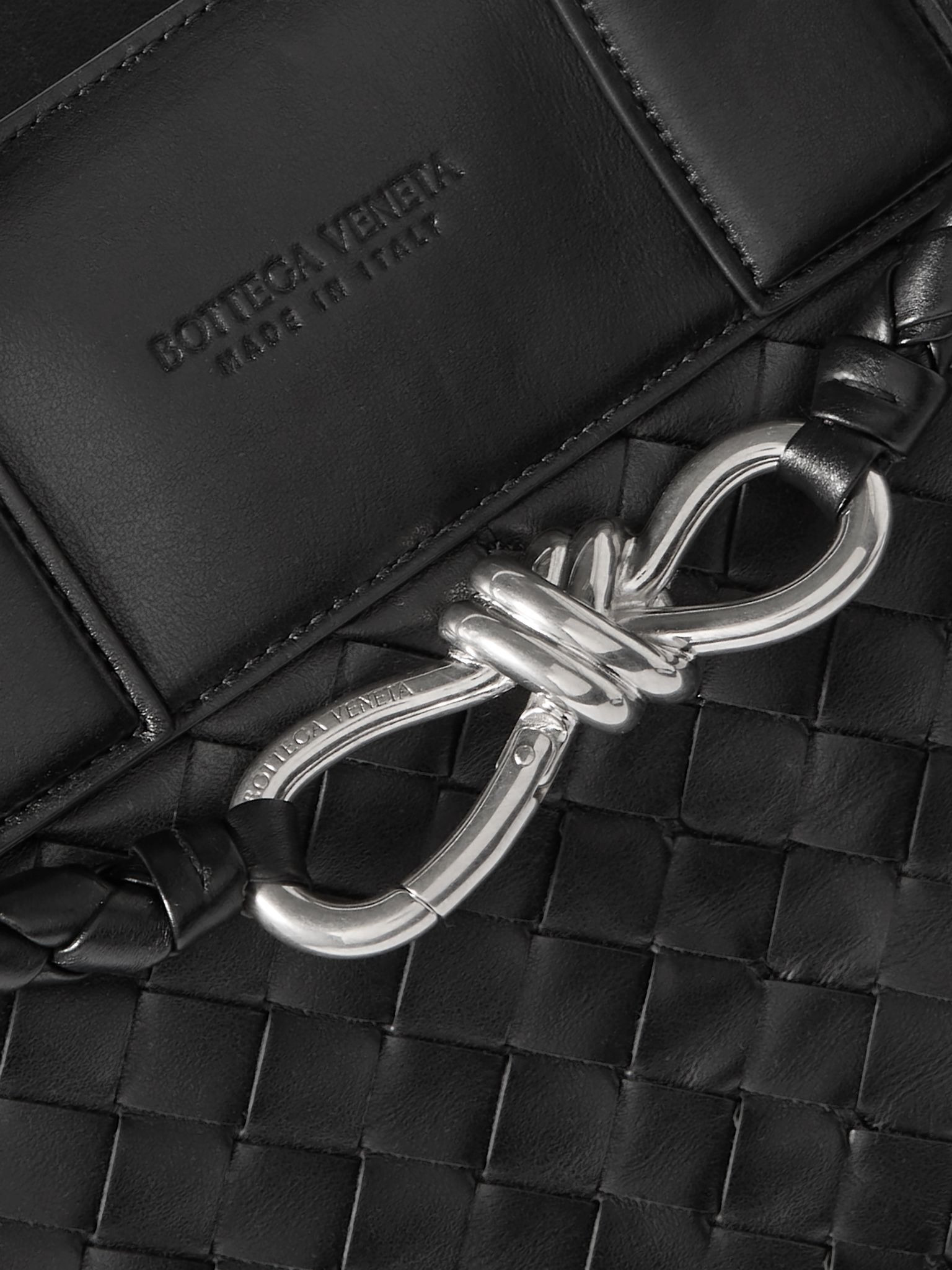 Andiamo Large Intrecciato Leather Messenger Bag Black - 4