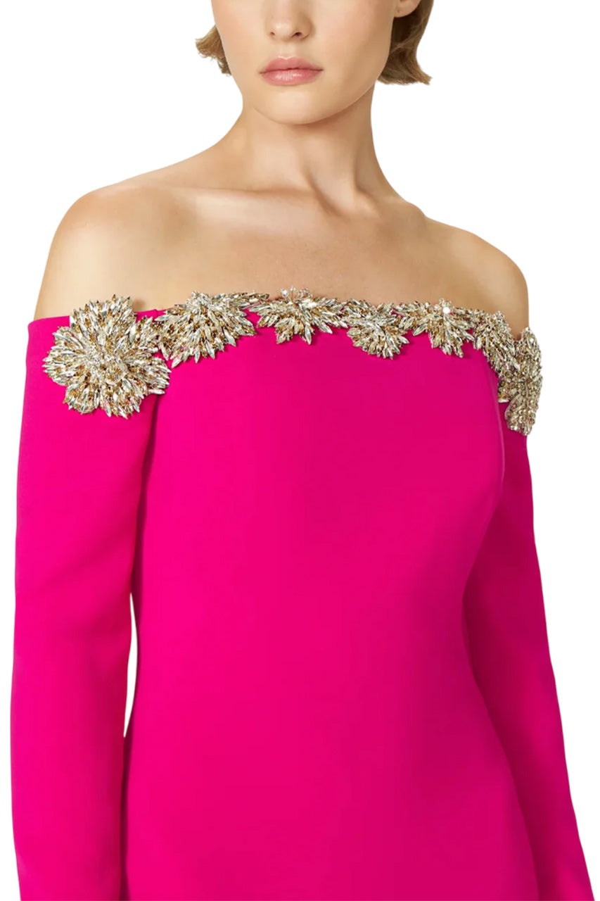 MELINE OFF-SHOULDER CREPE GOWN - 4