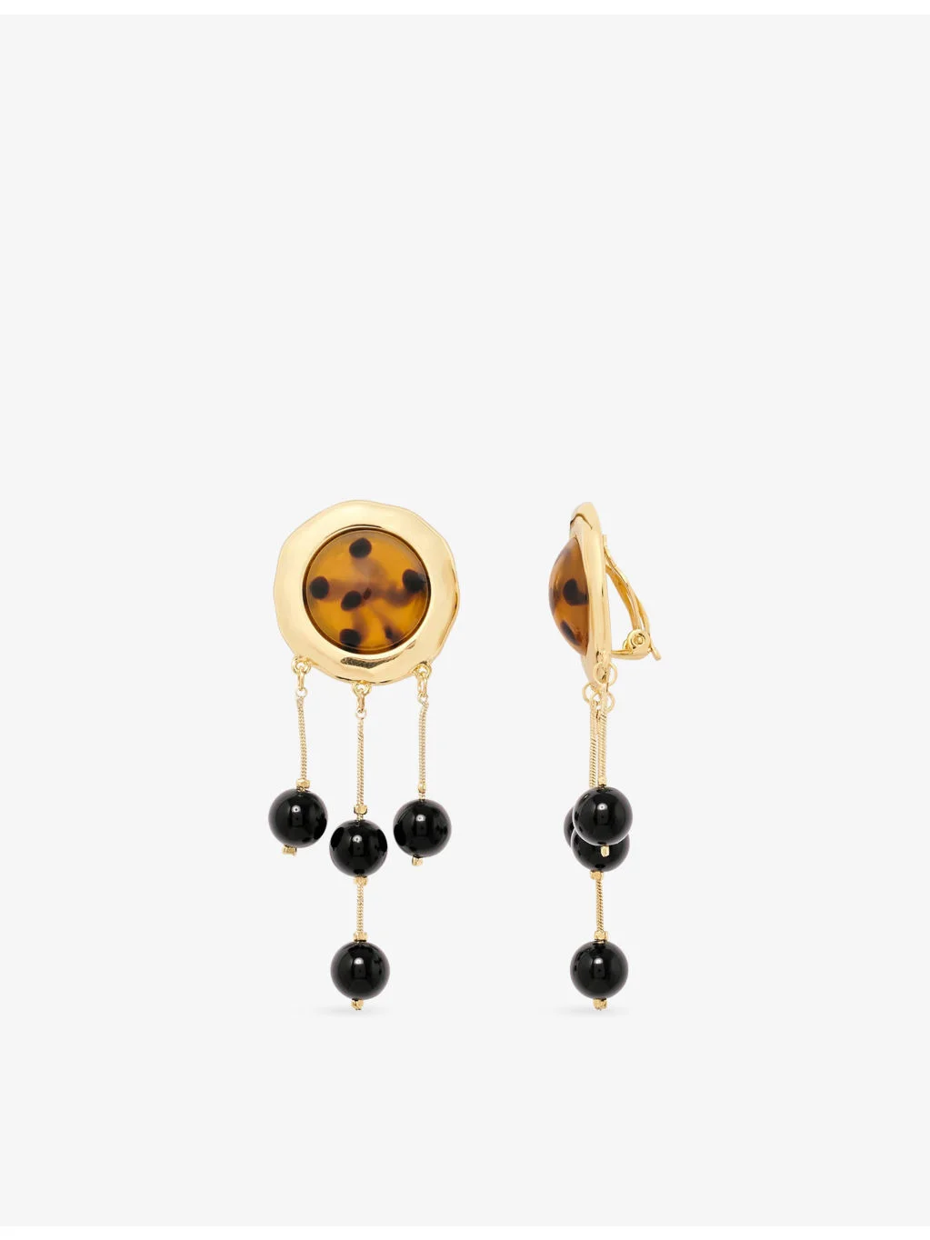 Beaded Brass Drop Earrings - 1