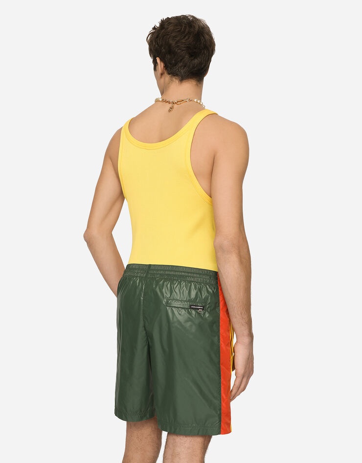 Mid-length patchwork swim trunks with DG print - 5
