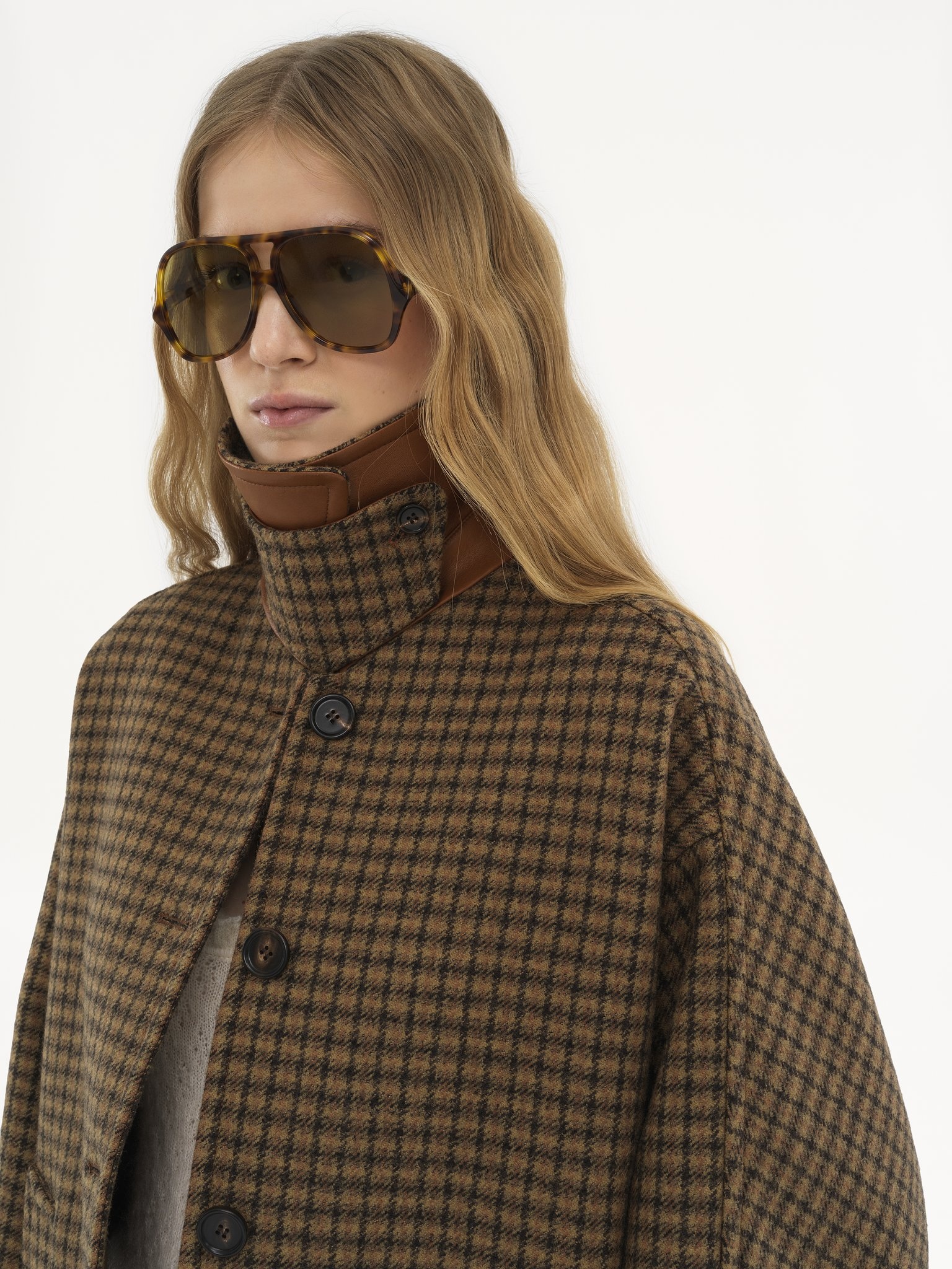OVERSIZED MID-LENGTH COAT IN CHECK WOOL - 7