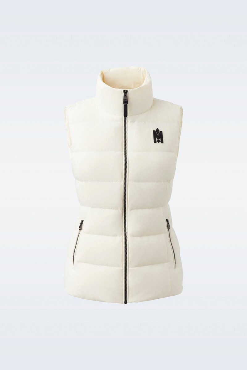 GISELA Stretch light down vest with stand collar 1