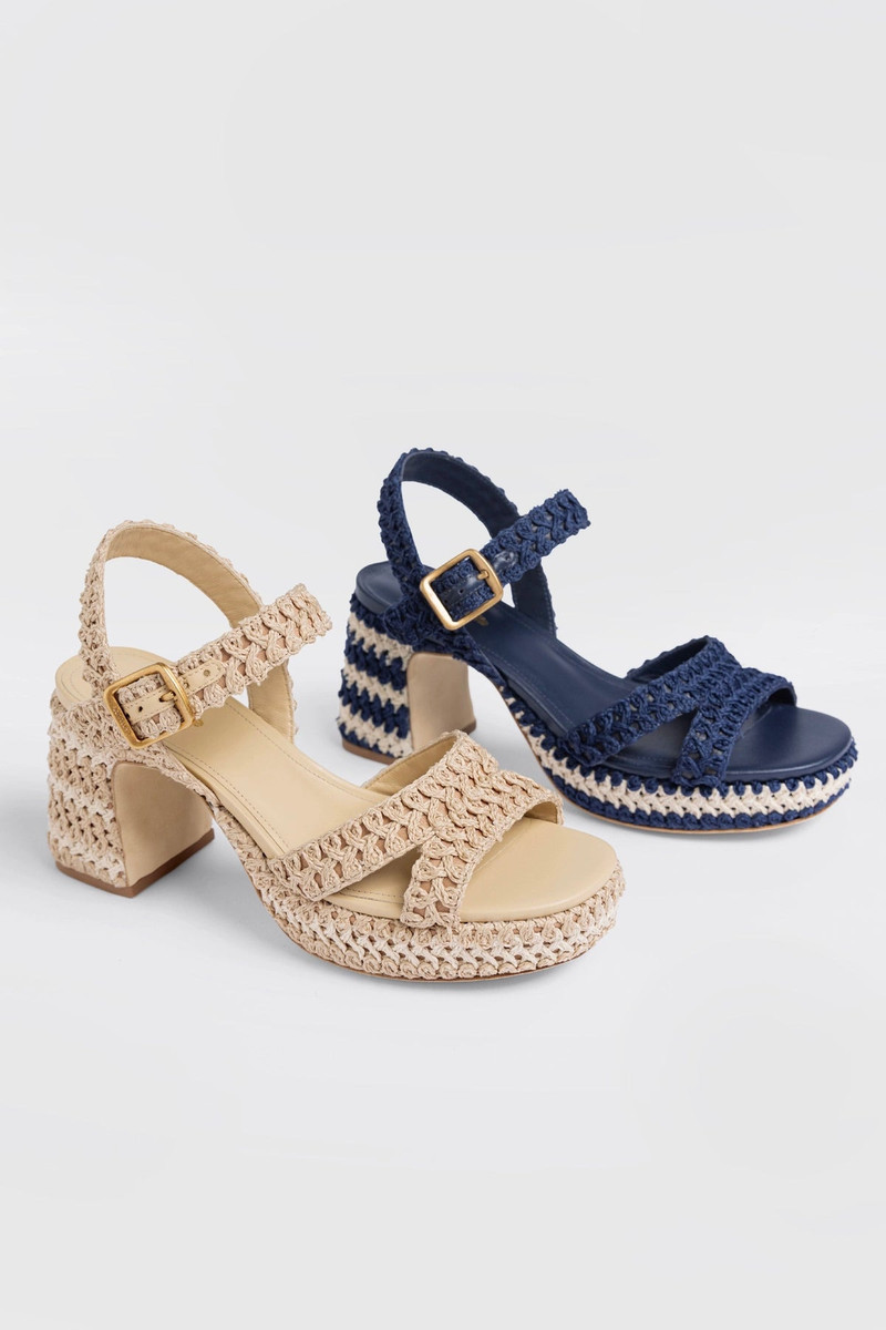 Jolene Low Sandal Navy Crochet 5