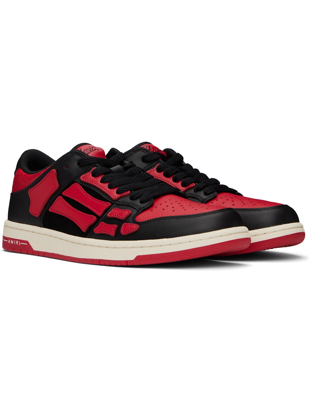 Black & Red Skel-Top Low Sneakers - 4
