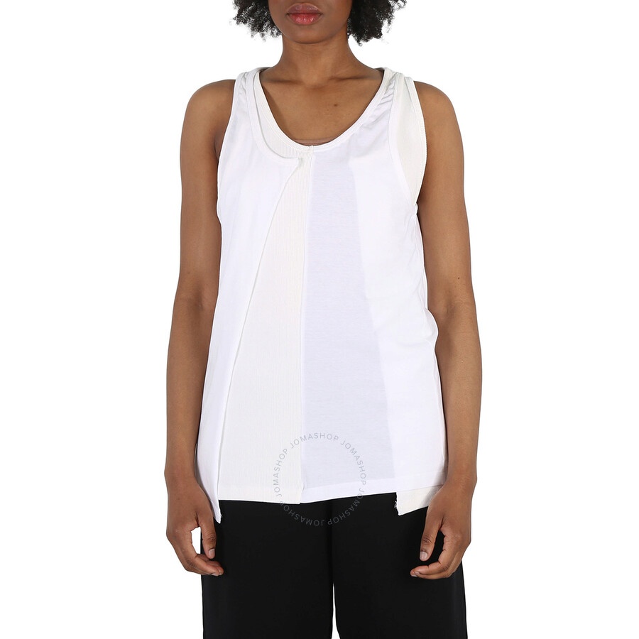 MM6 Maison Margiela Off White Layered-Detail Tank Top - 3