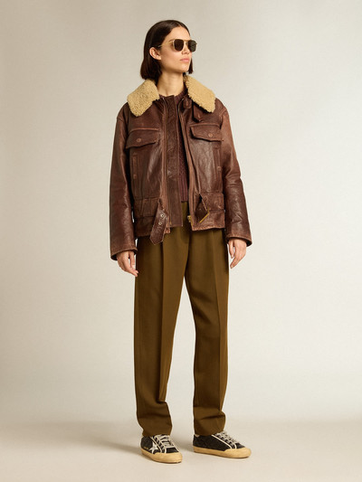 Golden Goose Beech-colored pants in wool and viscose blend outlook