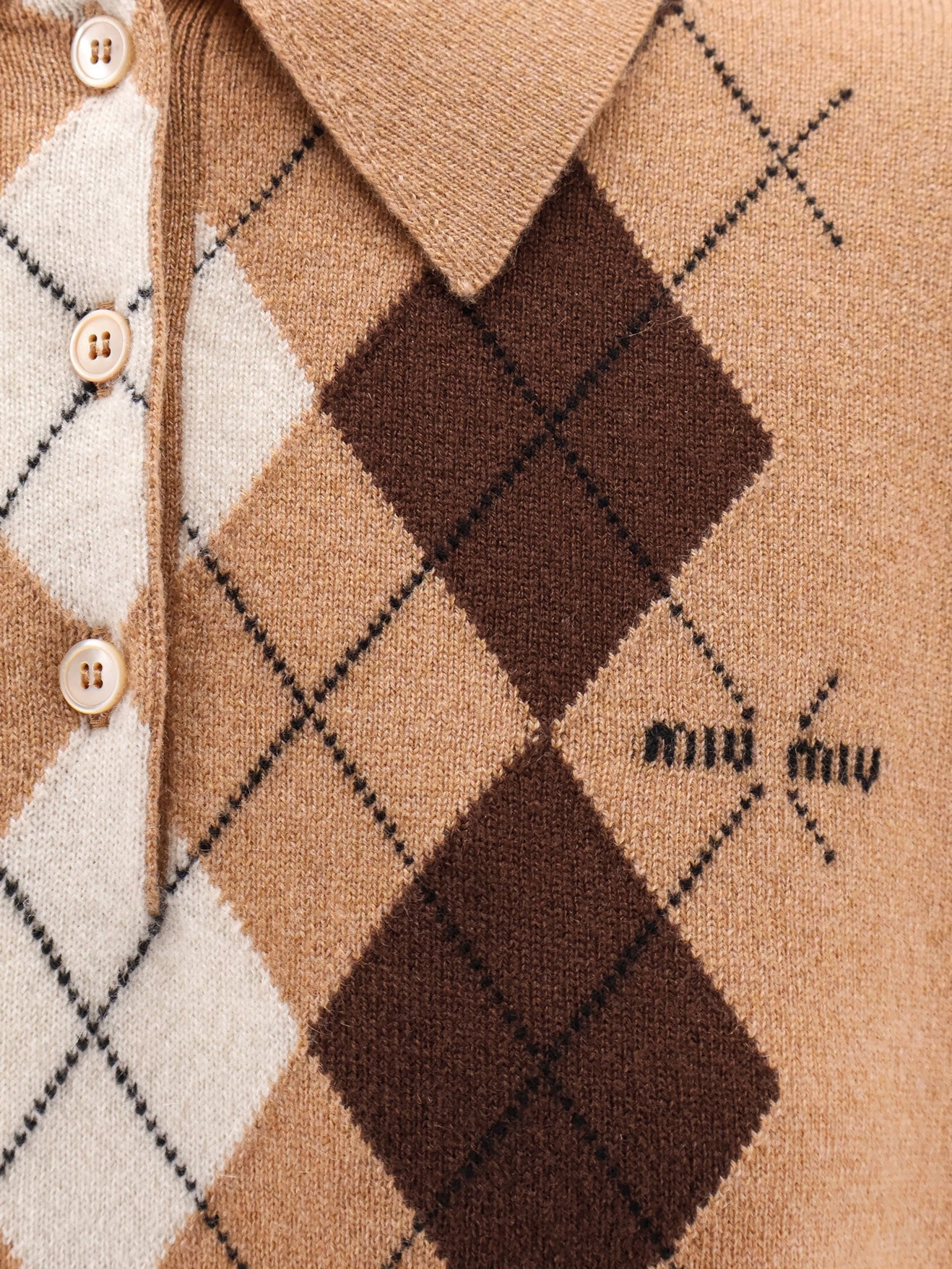 Miu Miu Women Cashmere Polo Shirt With Miu Miu Embroidery - 5