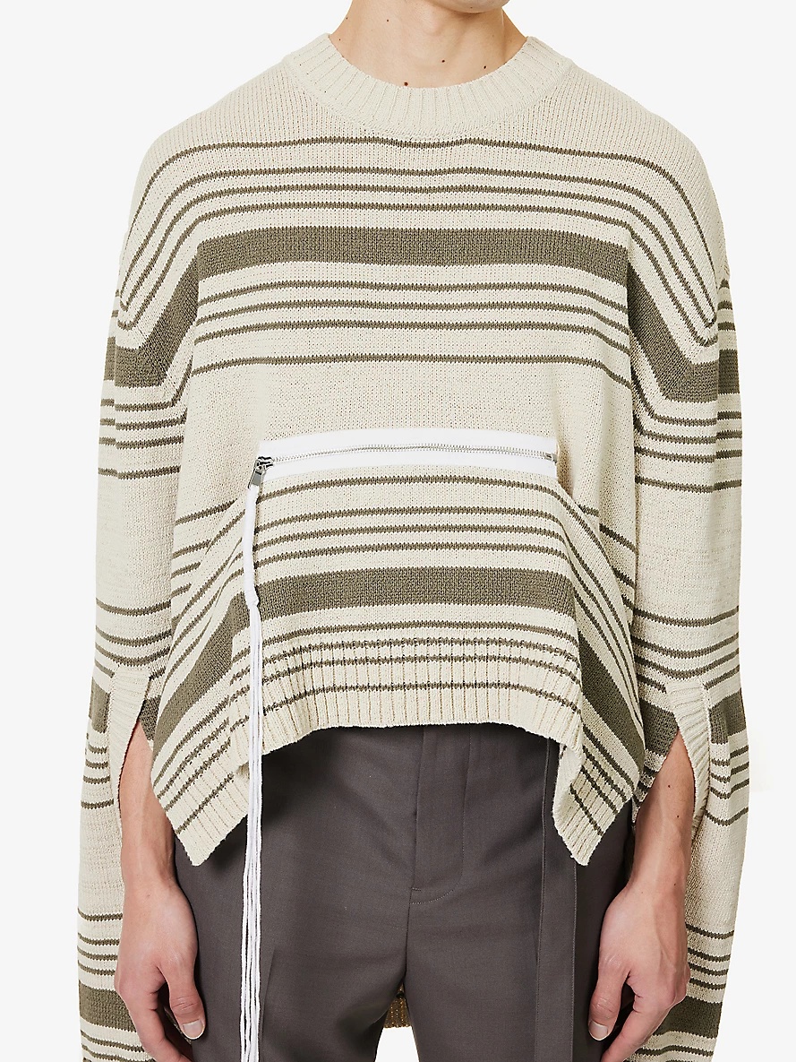 Zipped-panel striped cotton-blend jumper - 6