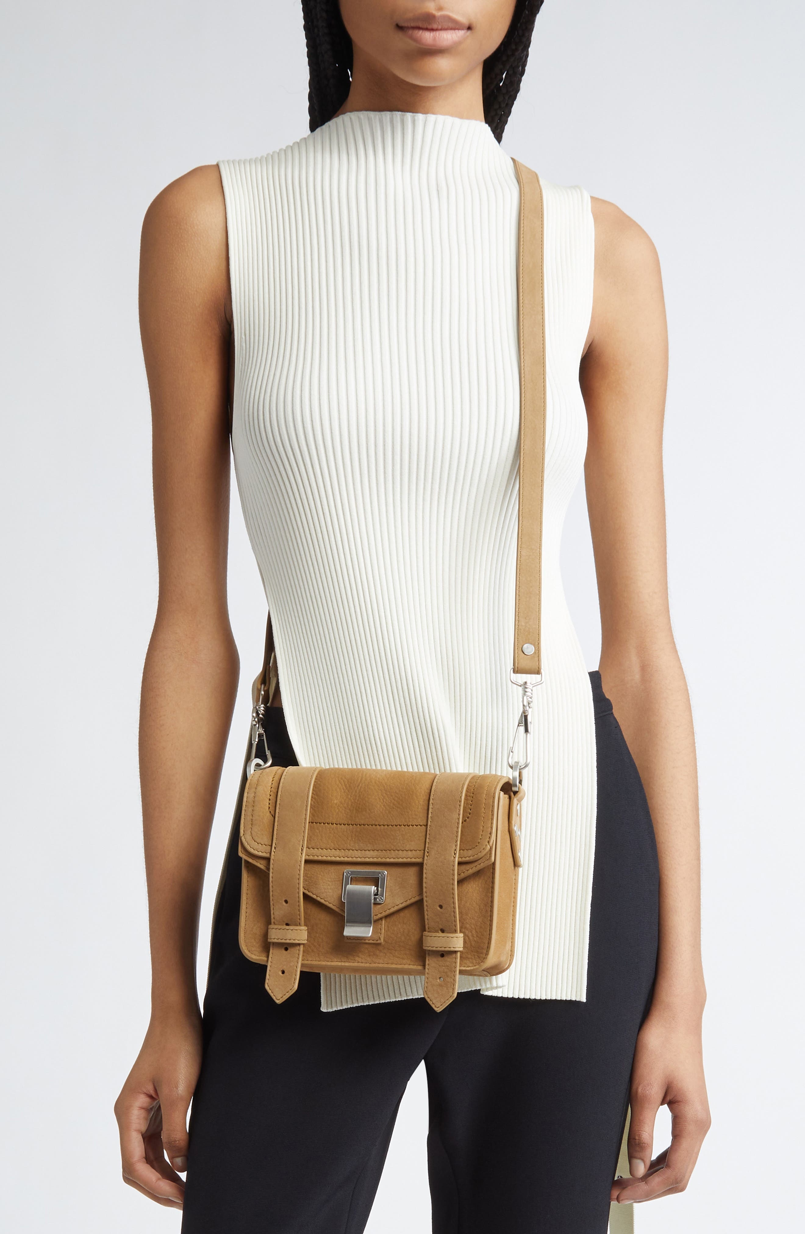 Proenza Schouler Mini PS1 Suede Crossbody Bag in Tobacco at Nordstrom - 3