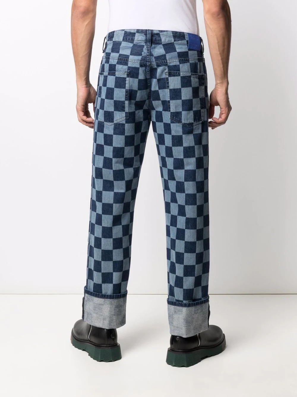 checkerboard-print straight-leg jeans - 4